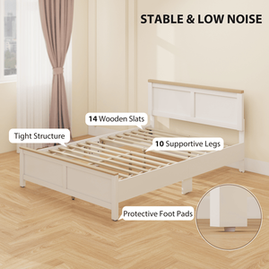 Queen Platform Bed Frame with Headboard and Footboard Solid Wood Elegant Design - Product Image 4