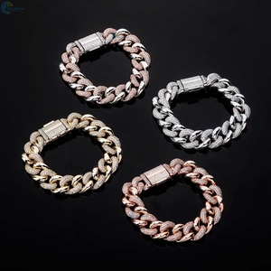 Bracelet en diamant cultivé en laboratoire, style cubain, luxueux, hip-hop, brillant, style rappeur, pour homme - Product Image 1