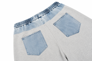 Pantalon de survêtement gris pour femme, coupe large, taille haute, avec cordon de serrage, ample, décontracté, longueur cheville, en molleton, couleur unie, détail tie-dye - Product Image 4