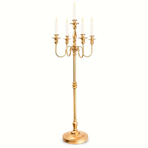 Exquisite silver five arm <b>candelabra</b> displaying intricate vintage floral engravings, available at wholesale prices. - Product Image 2