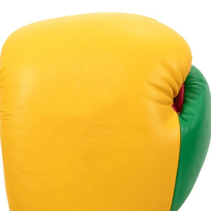 Breathable Leather Boxing Gloves Yellow Green Red <b>Velcro</b> Closure Adult Unisex Training Gear Harry Johnson Production - Product Image 3