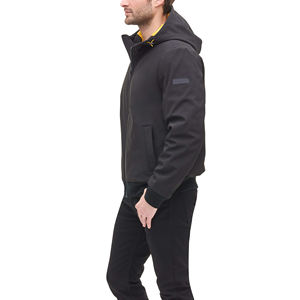 Blouson bomber noir à capuche pour homme, fermeture éclair, doublure polaire, coupe-vent décontracté, idéal pour l'automne - Product Image 3