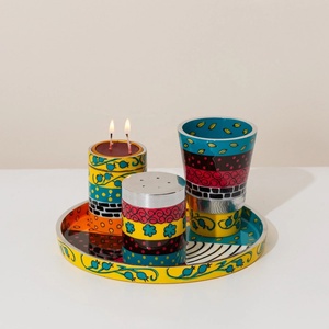 Nuevo Juego de Havdalah de Cuatro Piezas Personalizable, Hecho a Mano, Certificado CE, de Aleación de Aluminio, con Esmalte Azul Colorido, Serie Premium - Product Image 4