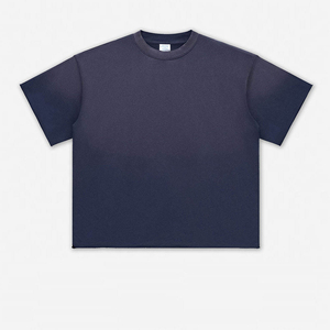 เสื้อยืดคอตตอน 100% แขนสั้นทรงโอเวอร์ไซส์ สไตล์วินเทจ หนานุ่ม สำหรับผู้ชายไซส์ใหญ่ ขายส่งแบบ OEM - Product Image 2