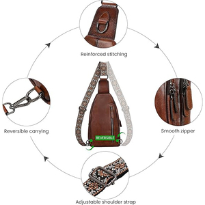 Leather Crossbody Bag Saddle Style Vegetable Tanned Full Grain Cowhide Flap Closure Brass Hardware - Product Image 4