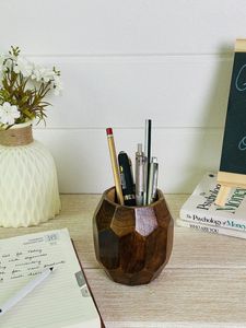 Handmade Wooden Desk <b>Caddy</b> for Stationery Elegant Wooden Organizer for Pens and Pencils Modern Wood Pen Holder for Office Worksp - Product Image 4
