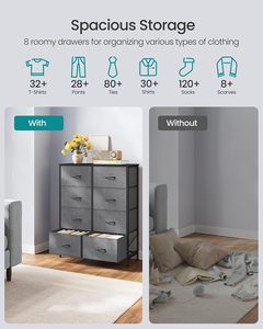 ตู้ลิ้นชักผ้าสีเทาสไตล์โมเดิร์น 8 ช่อง สำหรับเฟอร์นิเจอร์ห้องนอน - Product Image 5