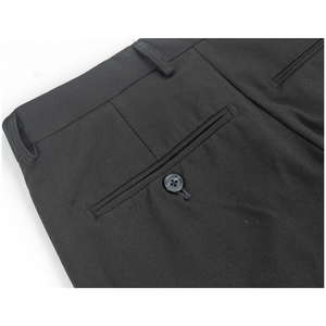 Men's Black Formal Straight Fit Trousers Mid Waist Button Fly Anti-Wrinkle Polyester <b>Wool</b> Blend Autumn Wear - Product Image 4