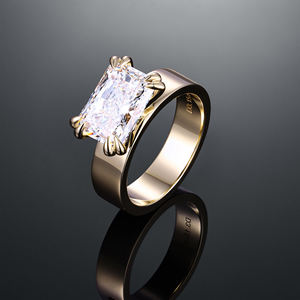 AMBER JEWELS Anillo de Eternidad Unisex de Lujo, Oro Sólido de 18K, Chapado en Oro de 18K, Corte Radiante, Piedra Natural con Engaste de Garras, Anillo IGI - Product Image 1