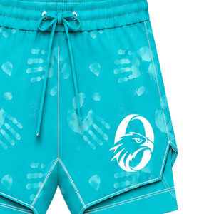 Turquoise <b>White</b> <b>Swim</b> <b>Shorts</b> Lightweight Quick Dry Breathable Drawstring Waist Training Performance Athletic Swimming Sportswear - Product Image 6