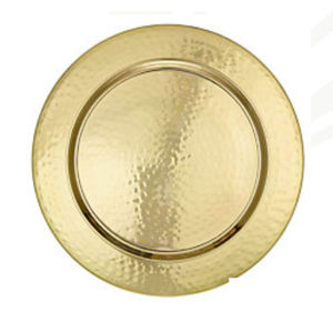 Assiette de présentation dorée en métal martelé pour la maison, les hôtels, la décoration de table de mariage, plat de service alimentaire rond et assiettes - Product Image 1