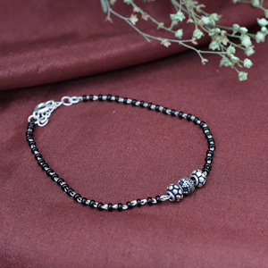 925 Silver Black Glass <b>Beads</b> <b>Bracelet</b> for Women Wholesale Online Handmade Daily Wear Bloomian Jewelry Engagement Gift Bulk Her - Product Image 3