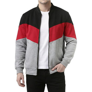 Blousons bomber pour hommes style Letterman à trois tons décontractés avec fermeture éclair - Product Image 1