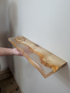 White Pearl Epoxy Floating Rectangle <b>Console</b> <b>Table</b> Live Edge Wood Resin Handmade Modern Luxury Floor Mount Eco-Friendly - Product Image 4