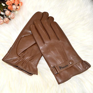Gants d'hiver pour hommes en cuir de mouton, design simple et décontracté, pour le voyage et les sports de plein air, avec détection de pointeaux - Product Image 3