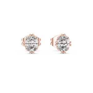 Pendientes de Diamantes Ovalados Cultivados en Laboratorio de 5.00x4.00mm (0.75ct en Total) en Oro de 14K / 18K / 22K y Platino – Engaste Clásico Collet - Product Image 4