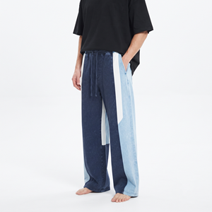 Trendy Men's Acid Wash <b>Oversized</b> <b>Jogger</b> Pants Color Block Cotton Loose Fit Streetwear Sweatpants Casual Trousers - Product Image 3