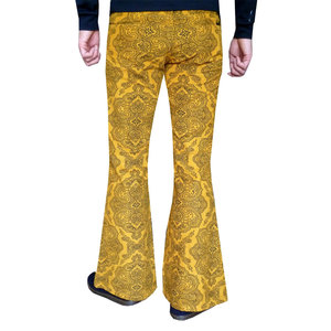 Pantalon évasé jaune imprimé pour homme, taille élastique, style décontracté, 100% coton, style été - Product Image 4