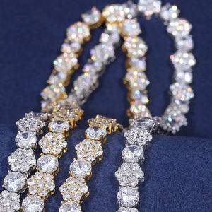 Luxury 22K Gold Plated Crystal Flower Chain <b>Bracelet</b> For Women Wedding Jewelry - Product Image 1