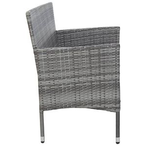 Canapé de jardin 3 places en rotin PE gris avec structure en acier et tissu polyester, mobilier d'extérieur confortable - Product Image 4