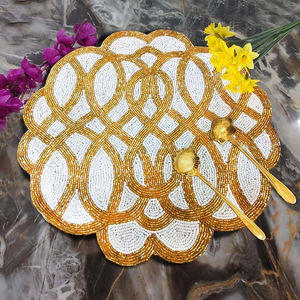 FLORAL DESIGN Embroidery Seed Beads Bunny Placemat Beadwork Accessory DIY Bead Embroidery Seed Bead Design Eco-Friendly Handmade - Product Image 1
