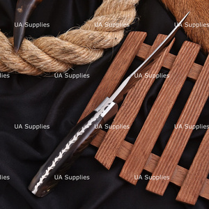 Couteau de chasse extérieur personnalisé UA Supplies, lame en acier inoxydable, manche en corne de bélier, étui en cuir, 10 pouces, fabrication OEM industrielle, marque privée - Product Image 5