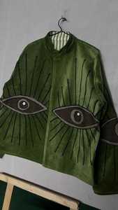 Chaqueta Verde de Terciopelo Bordada al por Mayor con Cuello Mao, Manga Larga, Ajuste Holgado, Bordado a Mano, para Todas las Estaciones, Uso Casual - Product Image 4