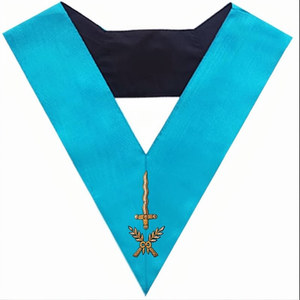 Collier Officier de Toiture - Badge de Mode Simple Brodé à la Main au Rite Groussier Français avec Broderie en Fil d'Or et Perles - Product Image 4