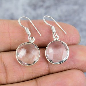 Boucles d'oreilles en argent sterling 925 pour femmes, avec cristaux et pierres précieuses, crochet en argent, tendance, cadeau de fiançailles, à porter tous les jours - Product Image 1