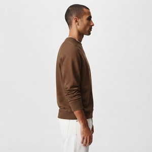 Sweat-shirt en mélange de coton de qualité supérieure avec intérieur brossé doux, texture respirante, style pull à col rond, coupe confortable pour tous les jours - Product Image 4