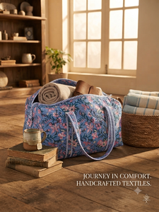 Riviera Lightweight Large Capacity Weekender Bohemian Quilted Hand-Block Printed Summer <b>Beach</b> Women's Tote <b>Bag</b> - Product Image 2