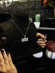 Custom Silver Letter Pendant Necklace <b>Iced</b> <b>Out</b> Rhinestone Hip Hop Statement Pendant Unisex Everyday Wear - Product Image 2