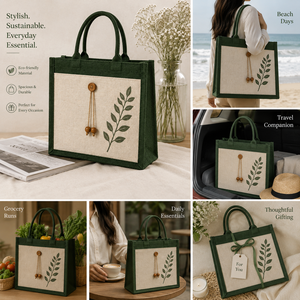 AMANI Eco-friendly Laminated Jute <b>Canvas</b> <b>Beach</b> Tote Bag with Rope Handle for Exhibition & Wedding Use - Product Image 4