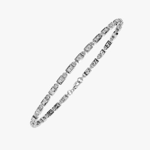 Bracelet Artisanal de Luxe en Or Blanc 18 carats avec Chaîne et Moissanite, Bracelet Jonc Diamanté, Idéal pour un Cadeau - Product Image 1