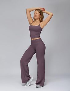 Women Plus Size <b>Lace</b> <b>Elastic</b> Waist Loose-Fit Seamless Yoga Set Wide Leg Pants Sports Bra 2-Piece Activewear Four-Way Stretch - Product Image 5