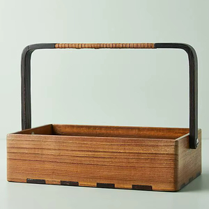 Organizador de Madera Moderno con Asa, Contenedor de Almacenamiento Resistente, Organizador de Cocina, Baño y Escritorio, Caja Portátil - Product Image 1