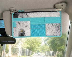 Organizador de coche de cuero genuino universal al por mayor, nuevo, con visera solar, soporte para gafas y bolsillo para tarjetas, de piel de vaca. - Product Image 4