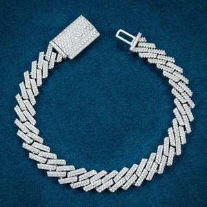 Bracelet gourmette de luxe en diamants baguette sertis pour homme, en argent, style hip-hop, bijou de déclaration haut de gamme - Product Image 1