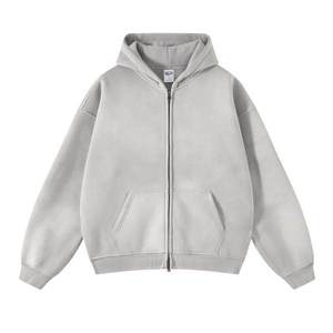Sudadera con capucha vintage oversize para hombre con cremallera, manga larga, bolsillos, lavado ácido, estilo urbano, forro polar, chaqueta - Product Image 1
