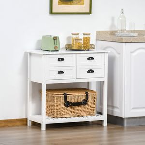 White Farmhouse <b>Sideboard</b> Buffet <b>Cabinet</b> 4 Drawers Slatted Bottom Shelf for <b>Kitchen</b> Living Room Serving Console Table Wood - Product Image 4