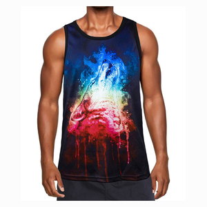 Camiseta sin mangas informal para hombre, personalizada, sublimada, transpirable, de secado rápido, anti-bolitas, antiencogimiento, tejida, 100% poliéster y algodón, con diseño liso. - Product Image 4
