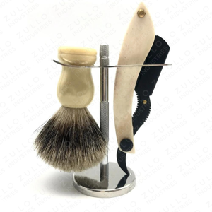 Professional Barber Straight Razor Set with <b>Shaving</b> Brush Stainless Steel Custom Color Grooming <b>Kit</b> OEM Private Label - Product Image 5