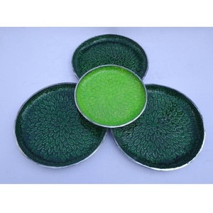 Recién llegado, juego de platos redondos de aluminio fundido de 2 uds., plato para servir esmaltado de Metal, plato esmaltado seguro para alimentos a precio mayorista - Product Image 2