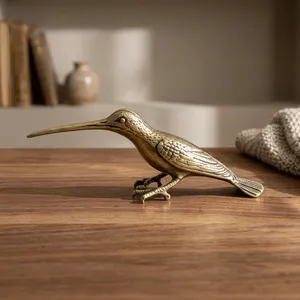 Sculpture d'oiseau colibri en laiton antique, figurine d'oiseau en métal artisanale, ornement décoratif de table, décoration de luxe pour la maison et le bureau - Product Image 5