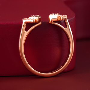 14K Rose Gold Modern Dainty Lab Grown Diamond Ring 0.15 CT Double Geometric Open Design Fashion Jewelry - Product Image 2