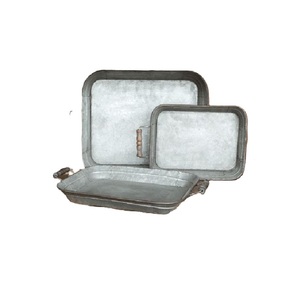 Atractiva Bandeja Ovalada de Metal Galvanizado de Alta Calidad con Asas Resistentes para Interiores y Exteriores - Product Image 2
