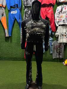 Ensemble deux pièces décontracté d'hiver haut de gamme pour adultes, comprenant une veste à quart de zip avec empiècements et un pantalon évasé assorti, grandes tailles - Product Image 4