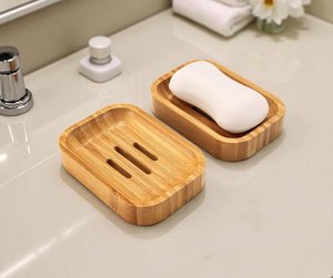 <b>Bamboo</b> Rectangle <b>Soap</b> <b>Dish</b> Minimalist Design Self Draining Eco Friendly Bathroom Accessory - Product Image 2