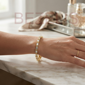 Pulsera de Diamantes Cultivados en Laboratorio, Corte Princesa, Oro Amarillo de 14K, Joyería Fina, Pieza de Lujo para Mujer, Regalo de Boda - Product Image 5