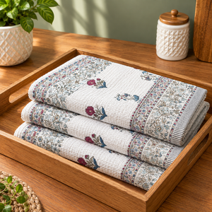 Ensemble de serviettes de bain en coton gaufré de qualité supérieure, serviettes de bain douces et absorbantes à imprimé floral, serviettes de bain décoratives à séchage rapide - Product Image 6